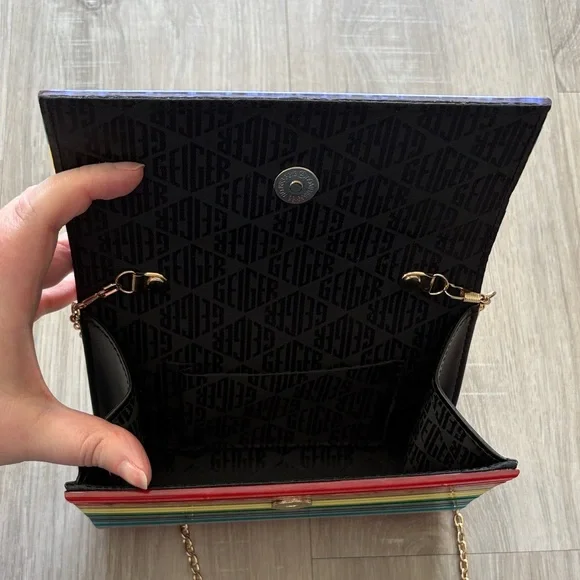 Kurt Geiger London Rainbow Party Envelope Clutch With Gold Chain - Picture 3 of 4